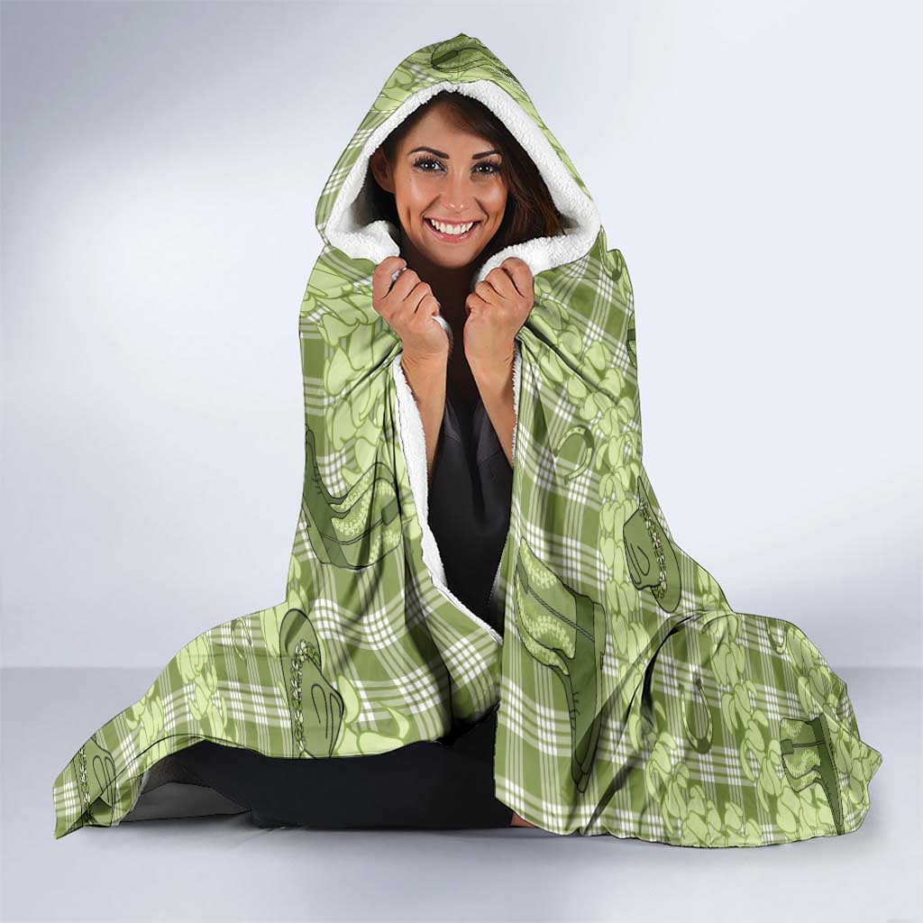 Lime Palaka Hawaii Cowboy Hooded Blanket Puakenikeni Lei Paniolo Papale Seamless Vibes LT14 - Polynesian Pride
