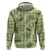 Lime Palaka Hawaii Cowboy Hoodie Puakenikeni Lei Paniolo Papale Seamless Vibes LT14 Zip Hoodie Lime - Polynesian Pride