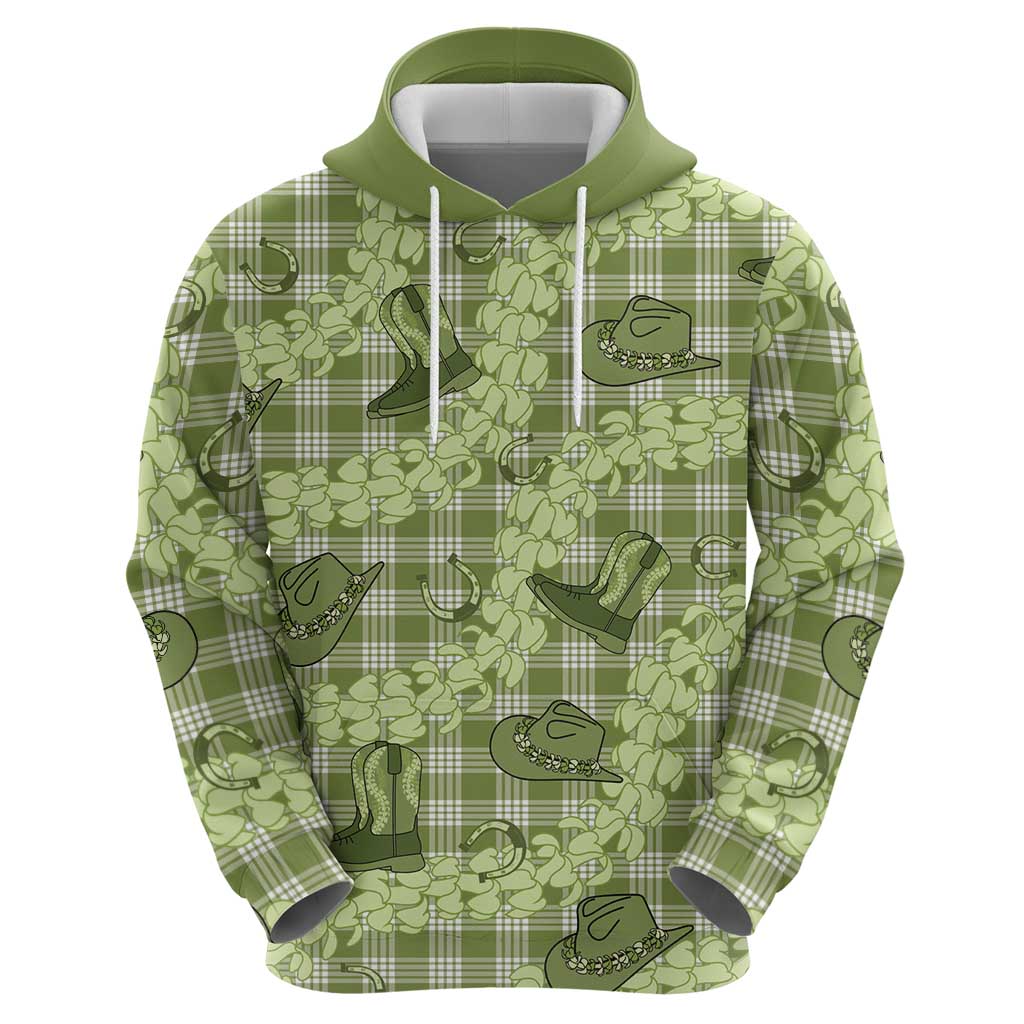 Lime Palaka Hawaii Cowboy Hoodie Puakenikeni Lei Paniolo Papale Seamless Vibes LT14 - Polynesian Pride