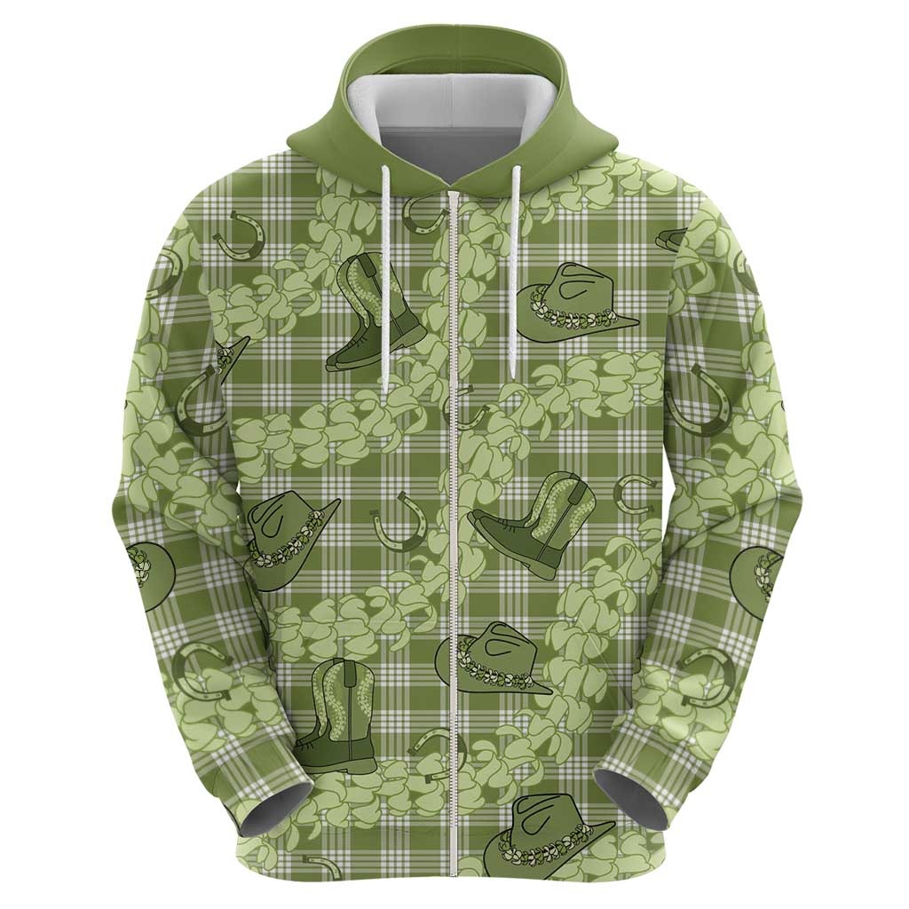 Lime Palaka Hawaii Cowboy Hoodie Puakenikeni Lei Paniolo Papale Seamless Vibes LT14 - Polynesian Pride