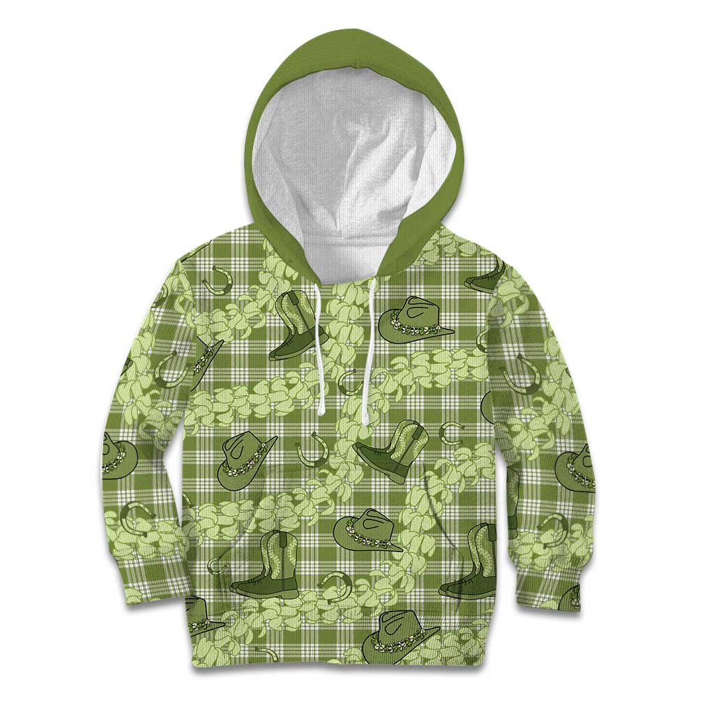 Lime Palaka Hawaii Cowboy Kid Hoodie Puakenikeni Lei Paniolo Papale Seamless Vibes LT14 Hoodie Lime - Polynesian Pride