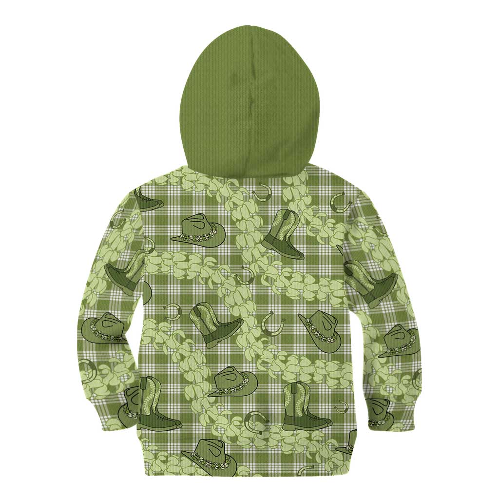 Lime Palaka Hawaii Cowboy Kid Hoodie Puakenikeni Lei Paniolo Papale Seamless Vibes LT14 - Polynesian Pride
