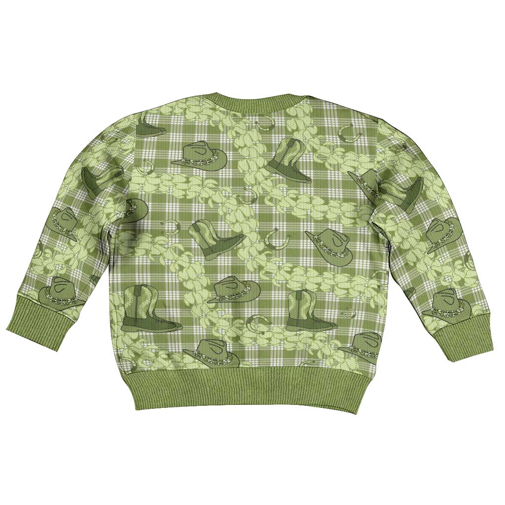 Lime Palaka Hawaii Cowboy Kid Ugly Christmas Sweater Puakenikeni Lei Paniolo Papale Seamless Vibes LT14 - Polynesian Pride
