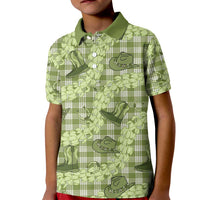 Lime Palaka Hawaii Cowboy Kid Polo Shirt Puakenikeni Lei Paniolo Papale Seamless Vibes LT14 Kid Lime - Polynesian Pride
