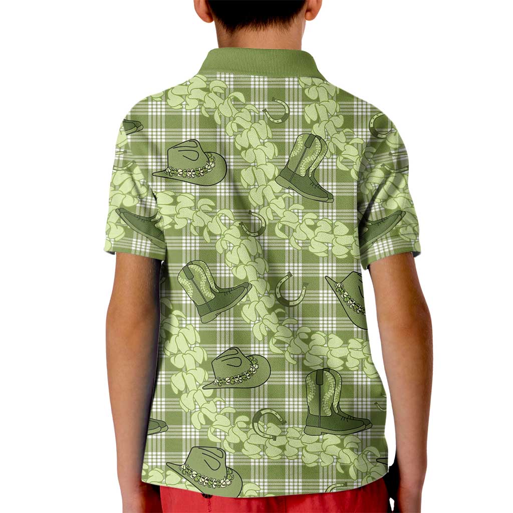 Lime Palaka Hawaii Cowboy Kid Polo Shirt Puakenikeni Lei Paniolo Papale Seamless Vibes LT14 - Polynesian Pride