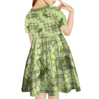Lime Palaka Hawaii Cowboy Kid Short Sleeve Dress Puakenikeni Lei Paniolo Papale Seamless Vibes LT14 - Polynesian Pride