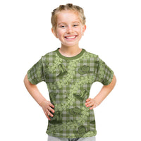 Lime Palaka Hawaii Cowboy Kid T Shirt Puakenikeni Lei Paniolo Papale Seamless Vibes LT14 Lime - Polynesian Pride