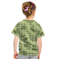 Lime Palaka Hawaii Cowboy Kid T Shirt Puakenikeni Lei Paniolo Papale Seamless Vibes LT14 - Polynesian Pride