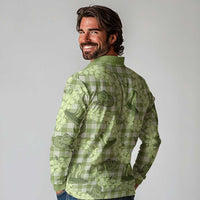 Lime Palaka Hawaii Cowboy Long Sleeve Polo Shirt Puakenikeni Lei Paniolo Papale Seamless Vibes LT14 - Polynesian Pride