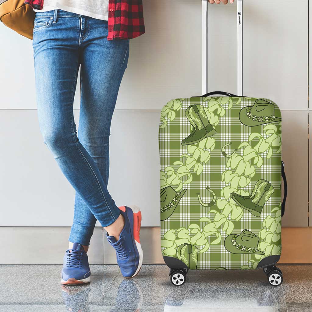 Lime Palaka Hawaii Cowboy Luggage Cover Puakenikeni Lei Paniolo Papale Seamless Vibes LT14 - Polynesian Pride