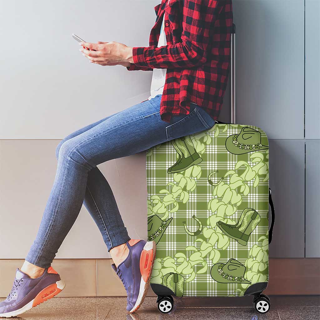 Lime Palaka Hawaii Cowboy Luggage Cover Puakenikeni Lei Paniolo Papale Seamless Vibes LT14 - Polynesian Pride