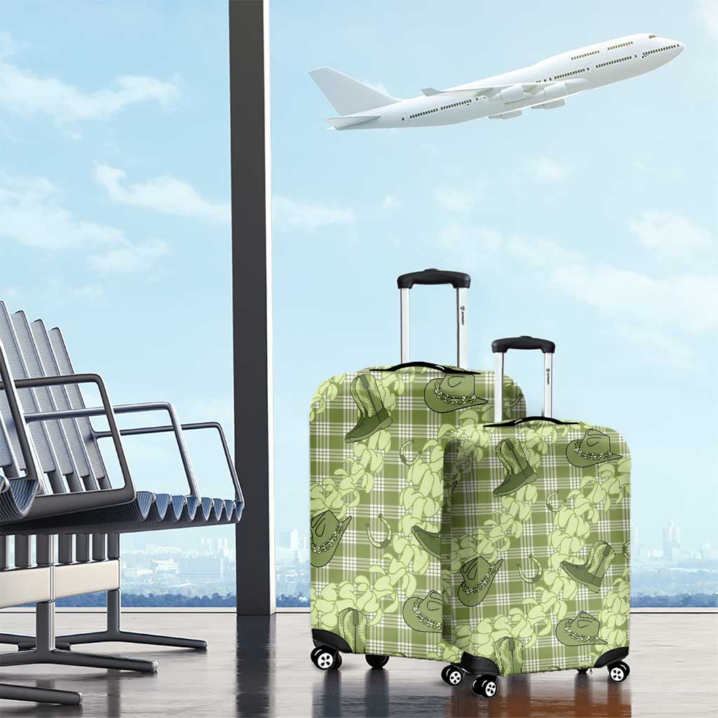 Lime Palaka Hawaii Cowboy Luggage Cover Puakenikeni Lei Paniolo Papale Seamless Vibes LT14 - Polynesian Pride