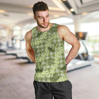 Lime Palaka Hawaii Cowboy Men Tank Top Puakenikeni Lei Paniolo Papale Seamless Vibes LT14 Lime - Polynesian Pride