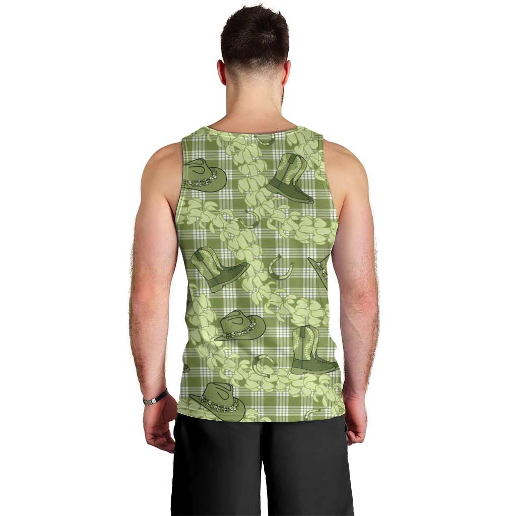 Lime Palaka Hawaii Cowboy Men Tank Top Puakenikeni Lei Paniolo Papale Seamless Vibes LT14 - Polynesian Pride