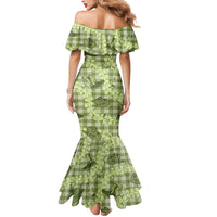 Lime Palaka Hawaii Cowboy Mermaid Dress Puakenikeni Lei Paniolo Papale Seamless Vibes LT14 - Polynesian Pride