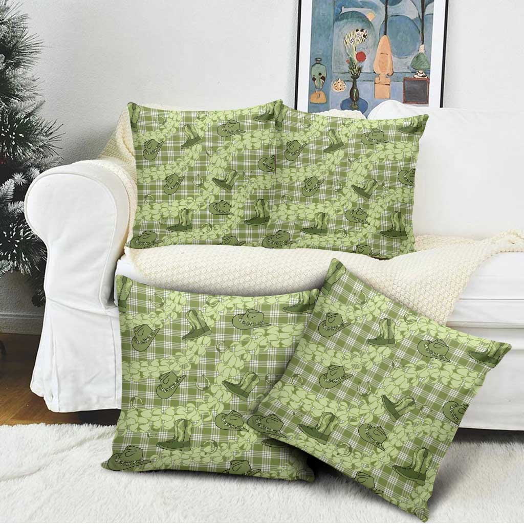 Lime Palaka Hawaii Cowboy Pillow Cover Puakenikeni Lei Paniolo Papale Seamless Vibes LT14 - Polynesian Pride