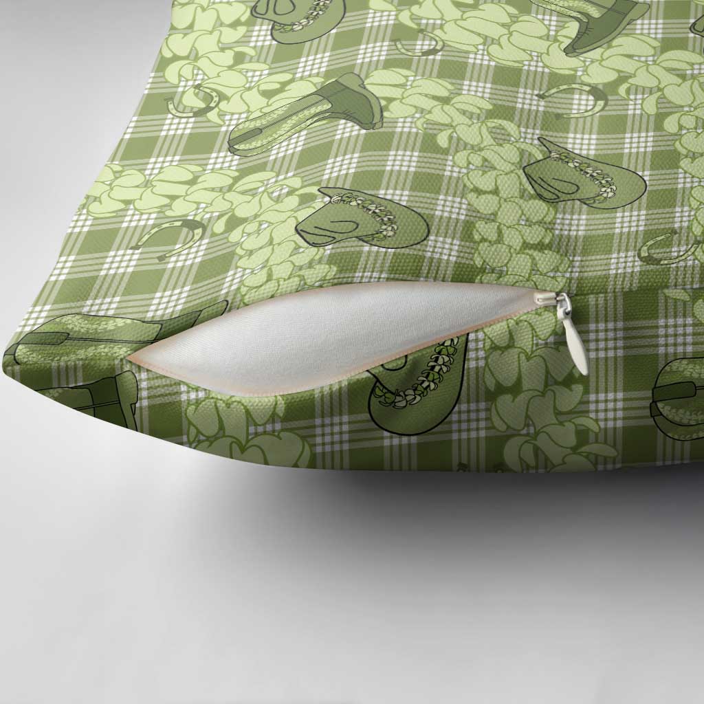 Lime Palaka Hawaii Cowboy Pillow Cover Puakenikeni Lei Paniolo Papale Seamless Vibes LT14 - Polynesian Pride