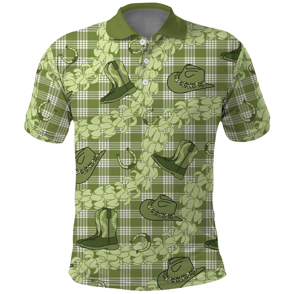 Lime Palaka Hawaii Cowboy Polo Shirt Puakenikeni Lei Paniolo Papale Seamless Vibes LT14 Lime - Polynesian Pride