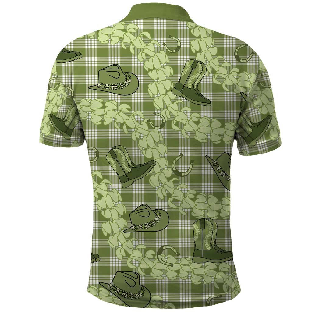 Lime Palaka Hawaii Cowboy Polo Shirt Puakenikeni Lei Paniolo Papale Seamless Vibes LT14 - Polynesian Pride
