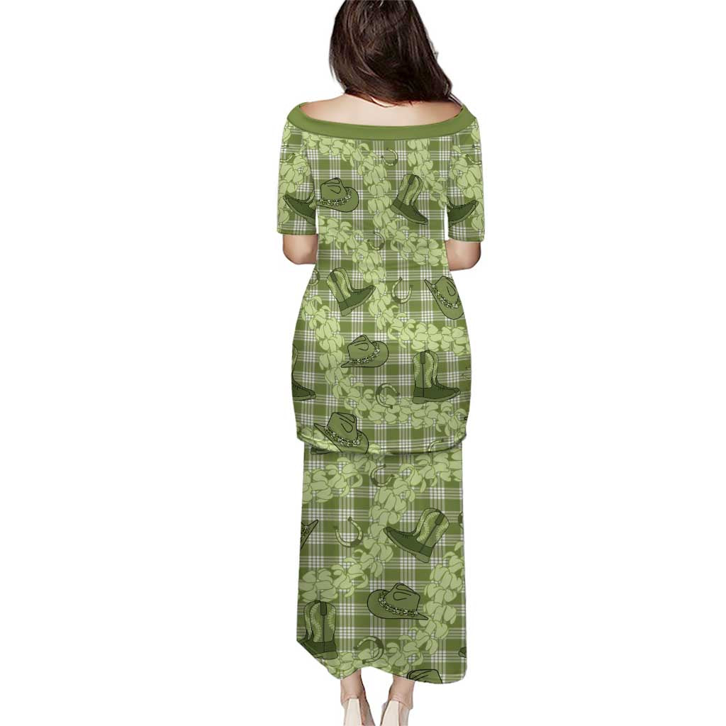 Lime Palaka Hawaii Cowboy Puletasi Puakenikeni Lei Paniolo Papale Seamless Vibes LT14 - Polynesian Pride