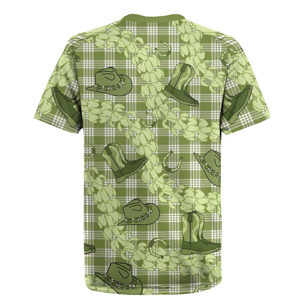 Lime Palaka Hawaii Cowboy Rugby Jersey Puakenikeni Lei Paniolo Papale Seamless Vibes LT14 - Polynesian Pride