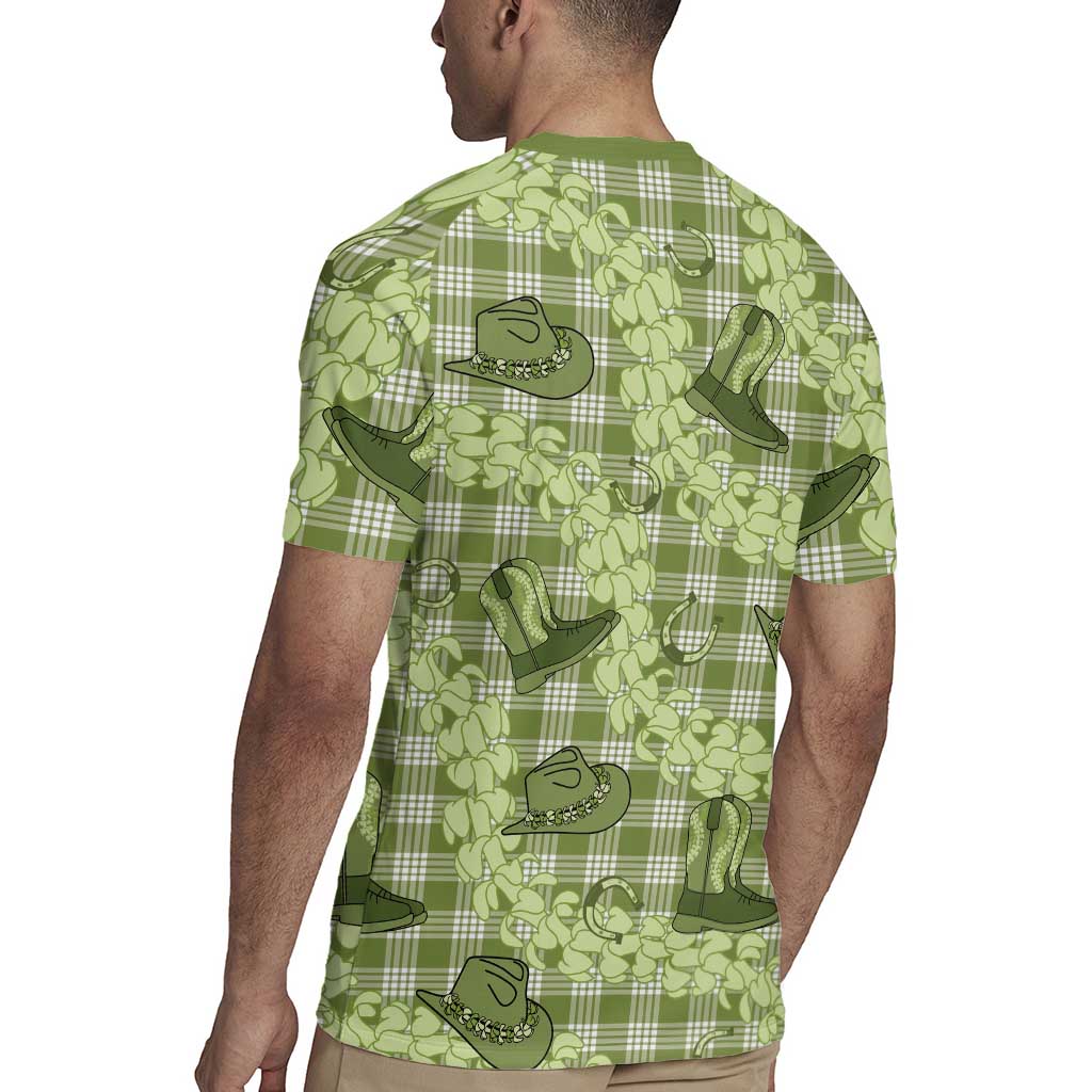 Lime Palaka Hawaii Cowboy Rugby Jersey Puakenikeni Lei Paniolo Papale Seamless Vibes LT14 - Polynesian Pride