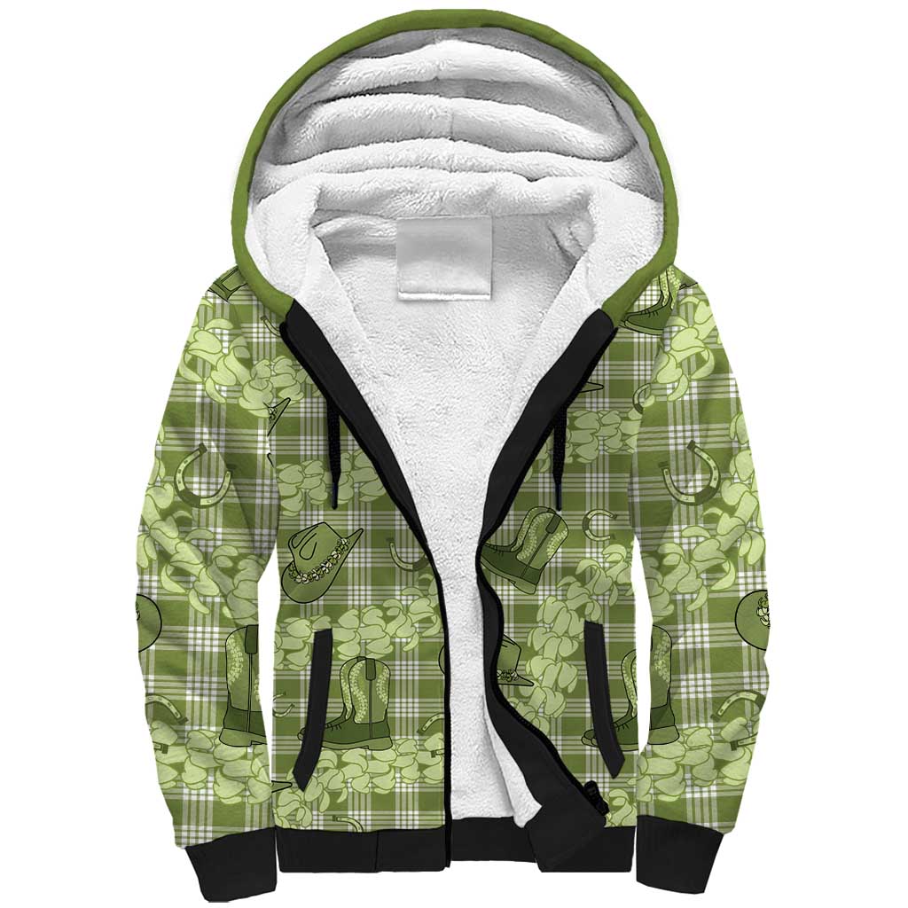 Lime Palaka Hawaii Cowboy Sherpa Hoodie Puakenikeni Lei Paniolo Papale Seamless Vibes LT14 Unisex Lime - Polynesian Pride