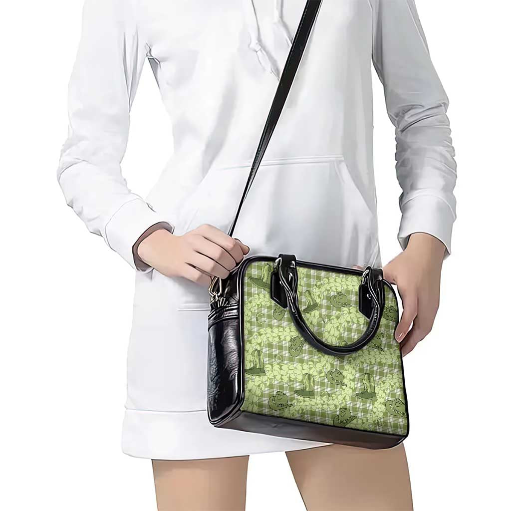Lime Palaka Hawaii Cowboy Shoulder Handbag Puakenikeni Lei Paniolo Papale Seamless Vibes - Polynesian Pride