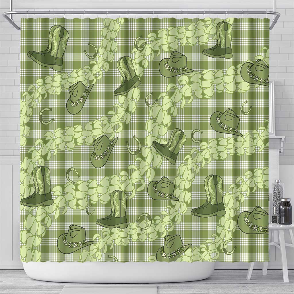 Lime Palaka Hawaii Cowboy Shower Curtain Puakenikeni Lei Paniolo Papale Seamless Vibes LT14 - Polynesian Pride
