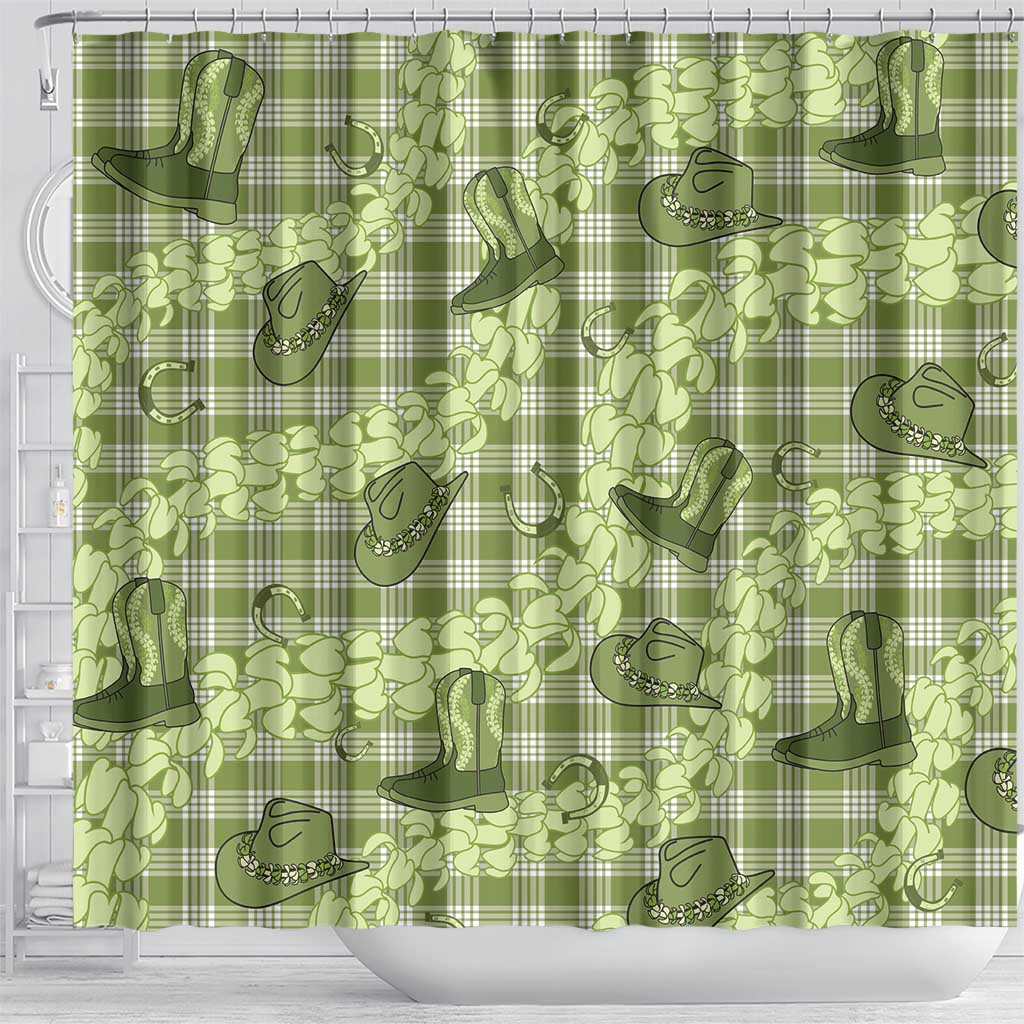 Lime Palaka Hawaii Cowboy Shower Curtain Puakenikeni Lei Paniolo Papale Seamless Vibes LT14 - Polynesian Pride