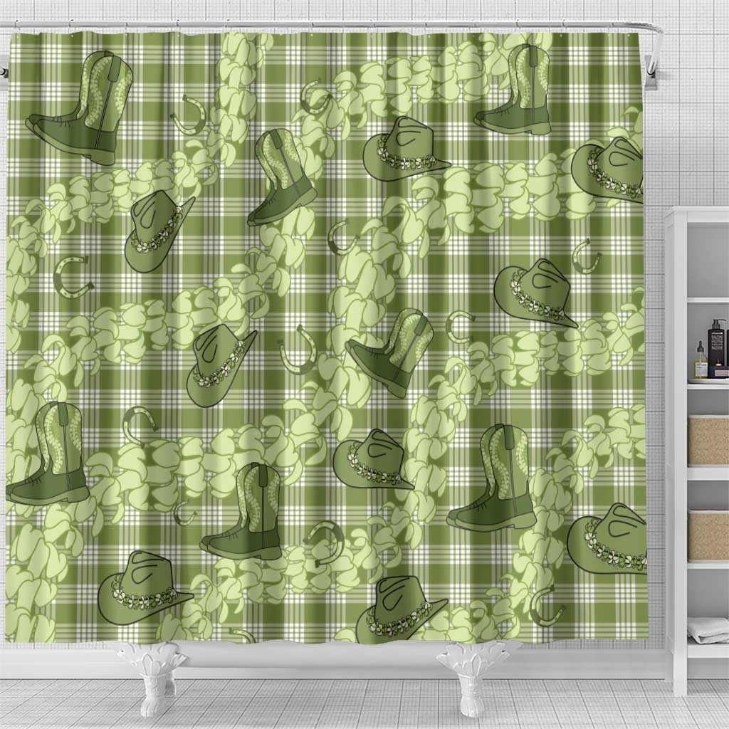 Lime Palaka Hawaii Cowboy Shower Curtain Puakenikeni Lei Paniolo Papale Seamless Vibes LT14 - Polynesian Pride