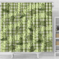Lime Palaka Hawaii Cowboy Shower Curtain Puakenikeni Lei Paniolo Papale Seamless Vibes LT14 - Polynesian Pride