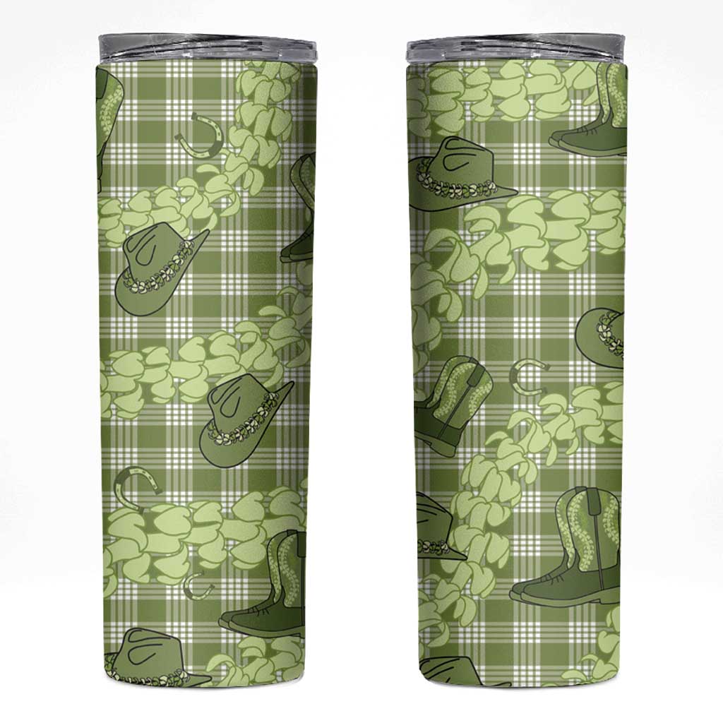 Lime Palaka Hawaii Cowboy Skinny Tumbler Puakenikeni Lei Paniolo Papale Seamless Vibes LT14 Lime - Polynesian Pride