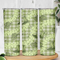 Lime Palaka Hawaii Cowboy Skinny Tumbler Puakenikeni Lei Paniolo Papale Seamless Vibes LT14 - Polynesian Pride