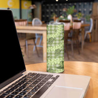 Lime Palaka Hawaii Cowboy Skinny Tumbler Puakenikeni Lei Paniolo Papale Seamless Vibes LT14 - Polynesian Pride