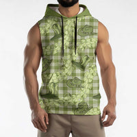 Lime Palaka Hawaii Cowboy Sleeveless Hoodie Puakenikeni Lei Paniolo Papale Seamless Vibes LT14 - Polynesian Pride