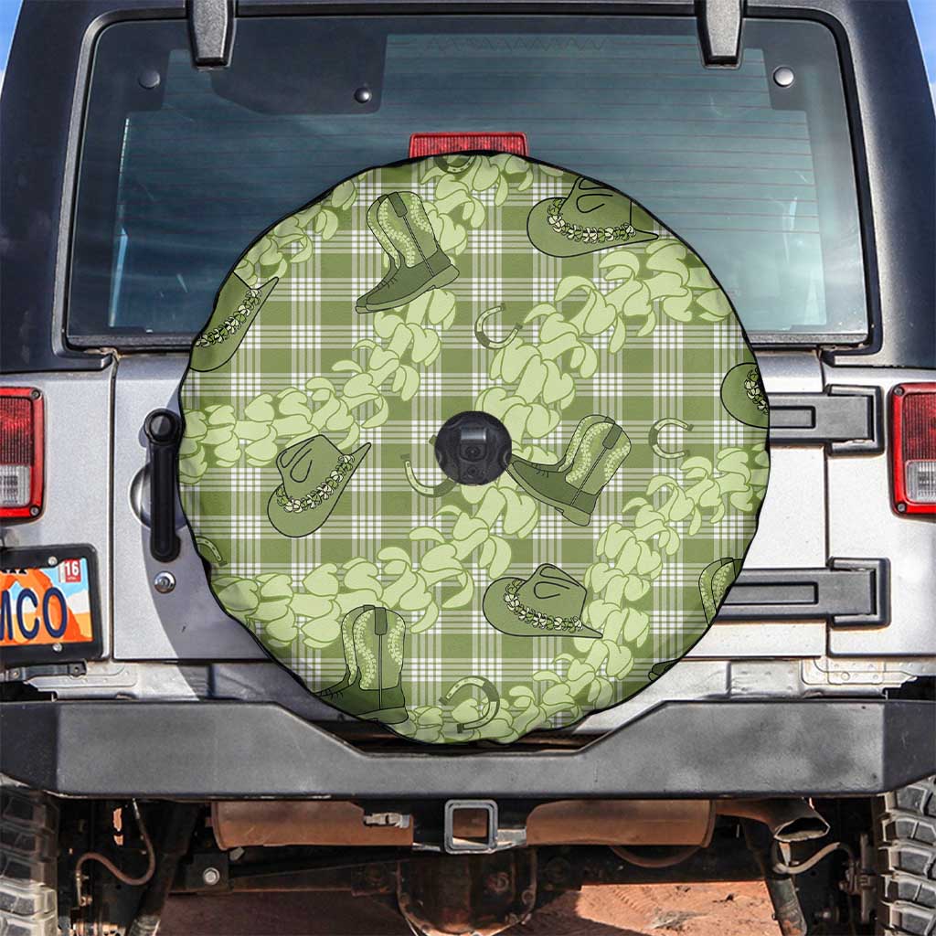 Lime Palaka Hawaii Cowboy Spare Tire Cover Puakenikeni Lei Paniolo Papale Seamless Vibes LT14 Lime - Polynesian Pride
