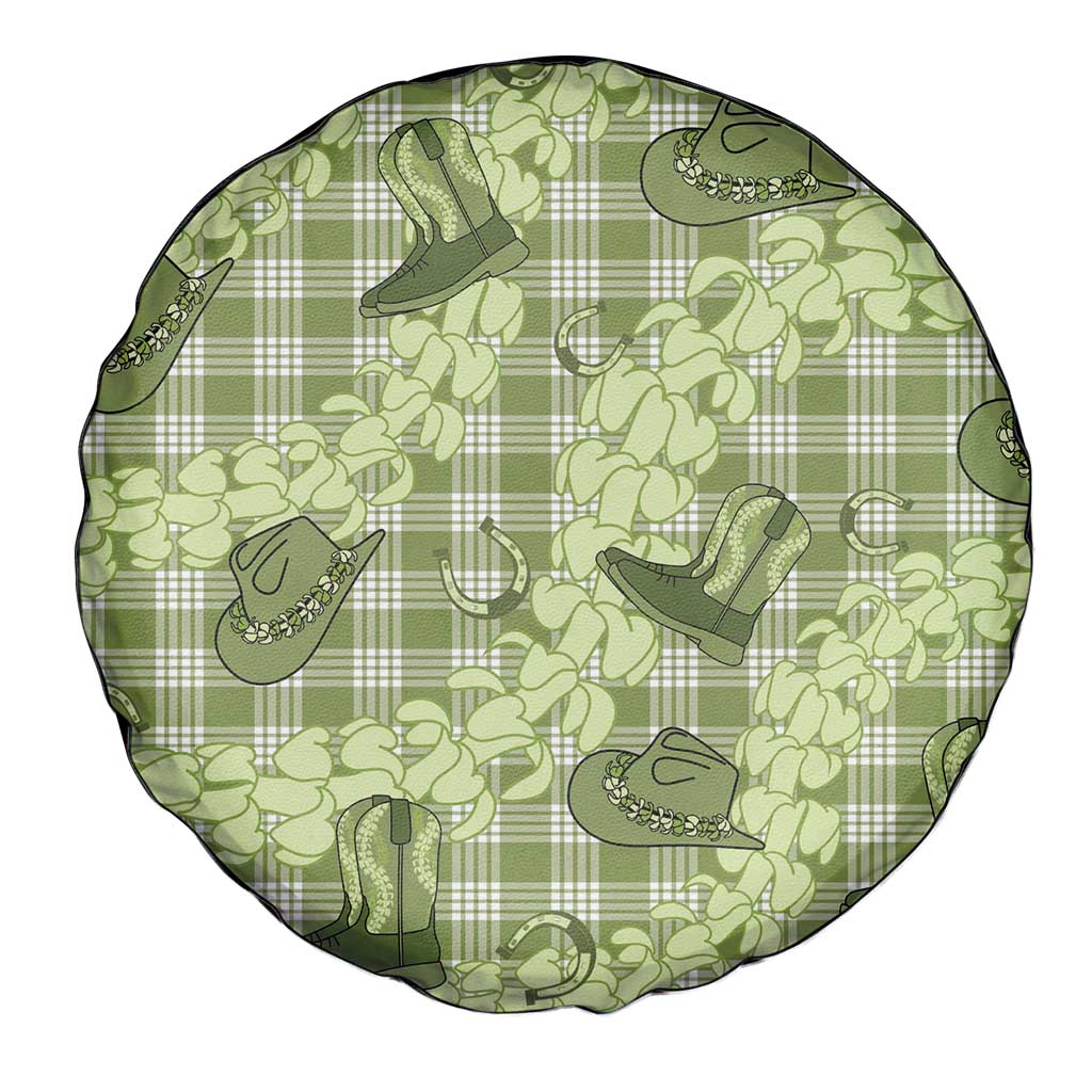 Lime Palaka Hawaii Cowboy Spare Tire Cover Puakenikeni Lei Paniolo Papale Seamless Vibes LT14 - Polynesian Pride