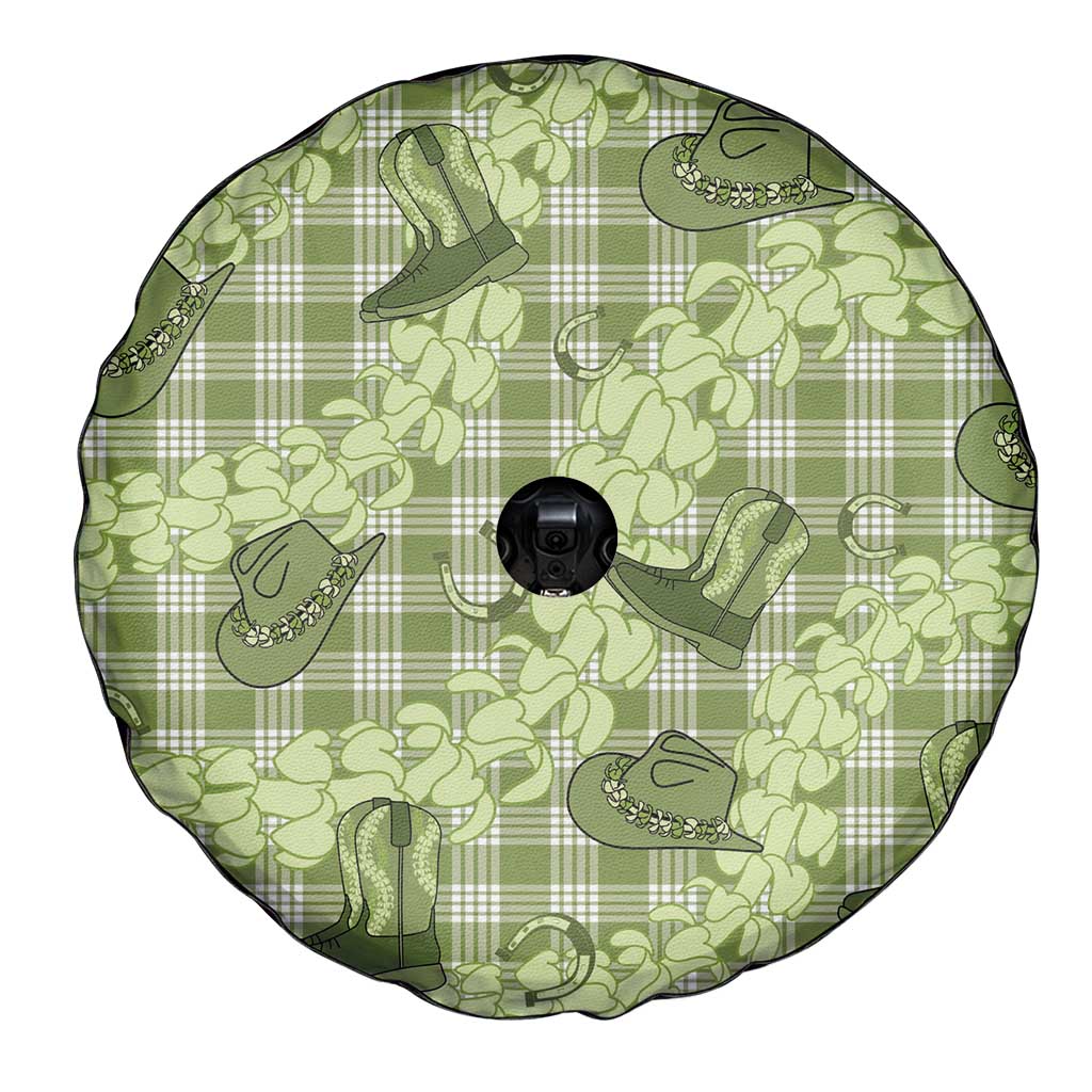 Lime Palaka Hawaii Cowboy Spare Tire Cover Puakenikeni Lei Paniolo Papale Seamless Vibes LT14 - Polynesian Pride