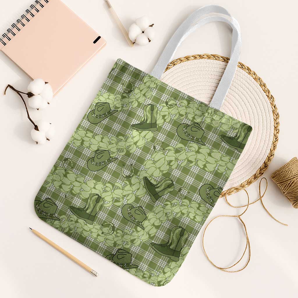 Lime Palaka Hawaii Cowboy Tote Bag Puakenikeni Lei Paniolo Papale Seamless Vibes LT14 White Strap One Size Lime - Polynesian Pride