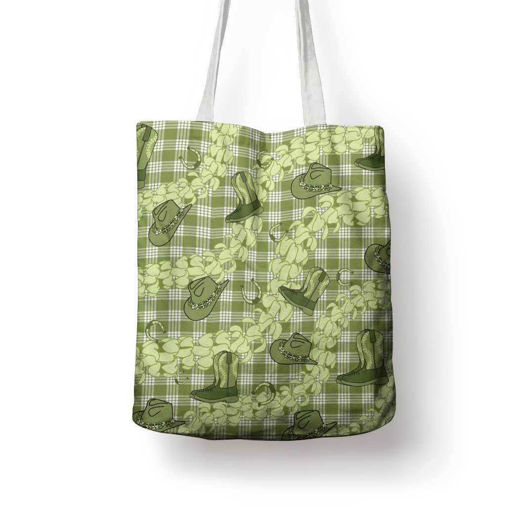 Lime Palaka Hawaii Cowboy Tote Bag Puakenikeni Lei Paniolo Papale Seamless Vibes LT14 - Polynesian Pride