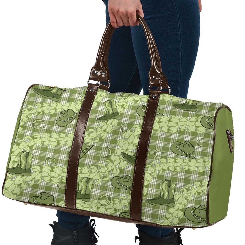 Lime Palaka Hawaii Cowboy Travel Bag Puakenikeni Lei Paniolo Papale Seamless Vibes LT14 - Polynesian Pride