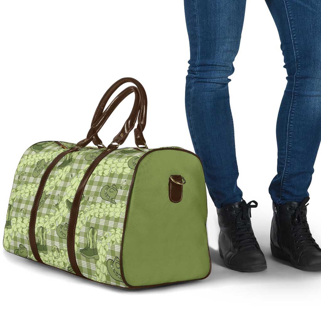 Lime Palaka Hawaii Cowboy Travel Bag Puakenikeni Lei Paniolo Papale Seamless Vibes LT14 - Polynesian Pride