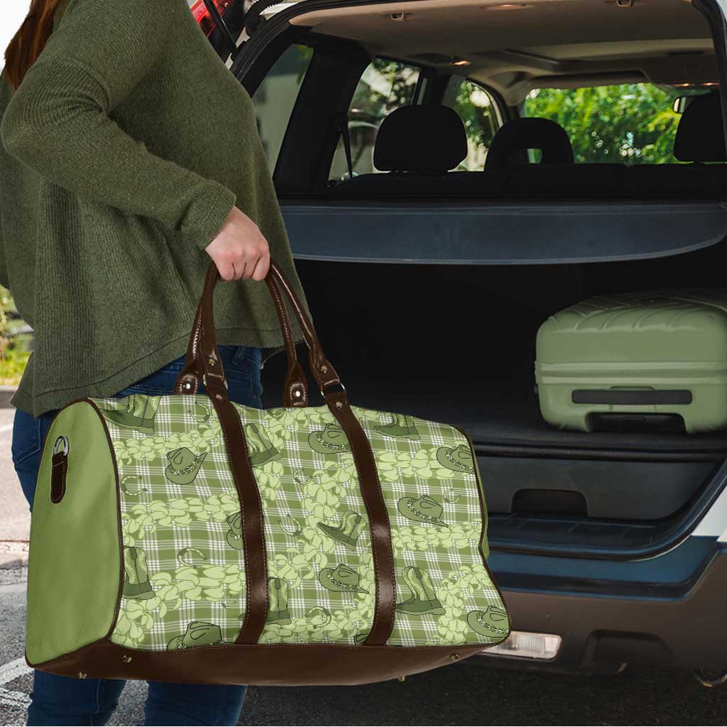 Lime Palaka Hawaii Cowboy Travel Bag Puakenikeni Lei Paniolo Papale Seamless Vibes LT14 - Polynesian Pride
