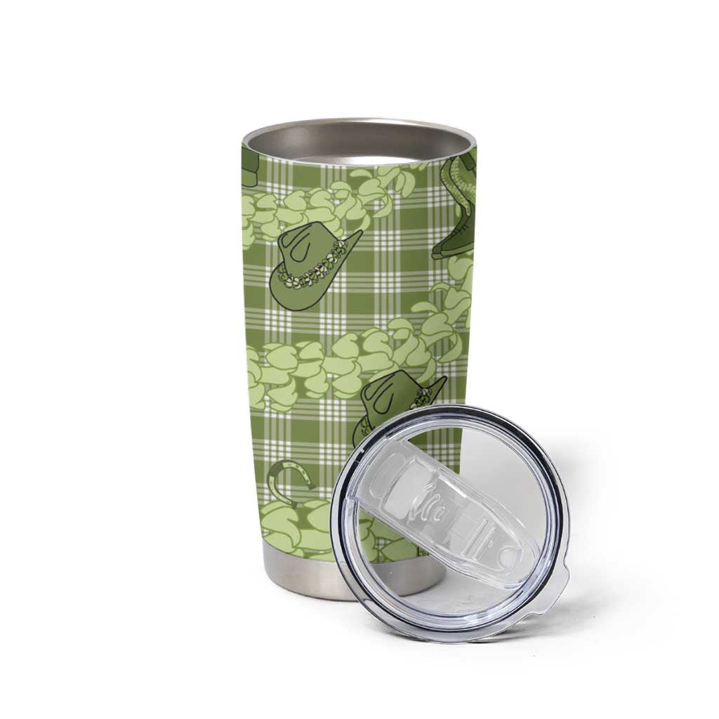 Lime Palaka Hawaii Cowboy Tumbler Cup Puakenikeni Lei Paniolo Papale Seamless Vibes LT14 - Polynesian Pride