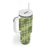 Lime Palaka Hawaii Cowboy Tumbler With Handle Puakenikeni Lei Paniolo Papale Seamless Vibes LT14 - Polynesian Pride
