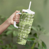 Lime Palaka Hawaii Cowboy Tumbler With Handle Puakenikeni Lei Paniolo Papale Seamless Vibes LT14 - Polynesian Pride