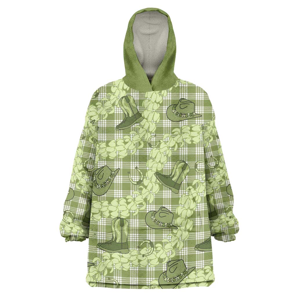 Lime Palaka Hawaii Cowboy Wearable Blanket Hoodie Puakenikeni Lei Paniolo Papale Seamless Vibes LT14 One Size Lime - Polynesian Pride