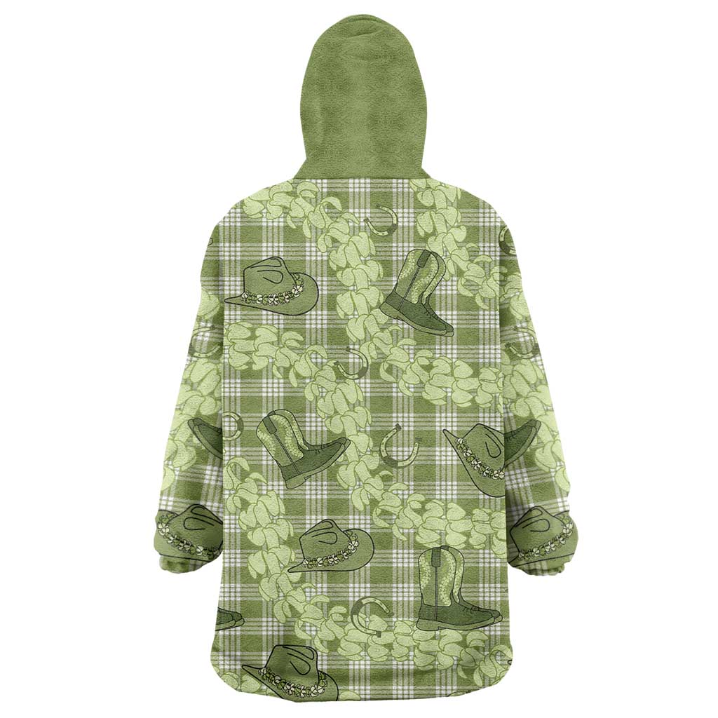Lime Palaka Hawaii Cowboy Wearable Blanket Hoodie Puakenikeni Lei Paniolo Papale Seamless Vibes LT14 - Polynesian Pride