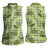 Lime Palaka Hawaii Cowboy Women Sleeveless Polo Shirt Puakenikeni Lei Paniolo Papale Seamless Vibes LT14 - Polynesian Pride